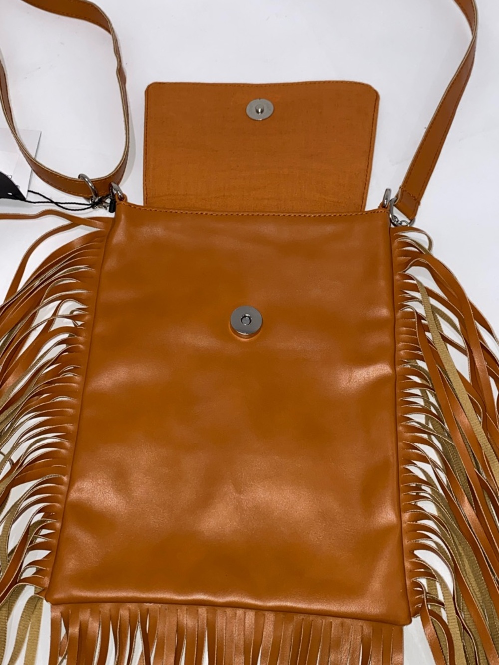 Area Stars Saddle Crossbody Flap Closure Fringe Bag Faux Leather - Picture 7 of 16